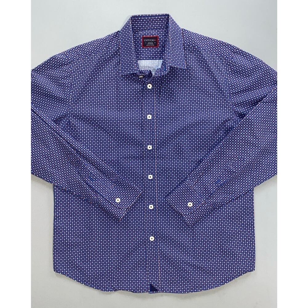 Untuckit Ruyilly Men's Long Sleeve Button Front Sport Shirt. Floral Geometric, M